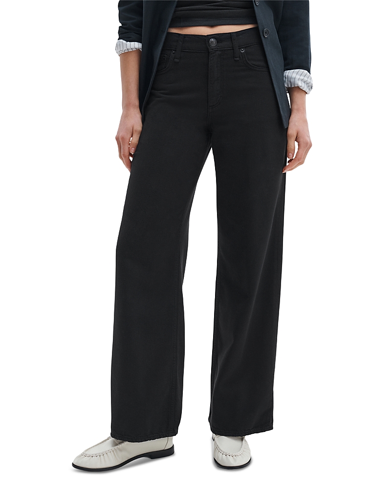 rag & bone Andi High Rise Full Wide Leg Jeans in Black