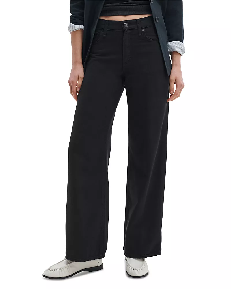 rag & bone Andi High Rise Full Wide Leg Jeans in Black