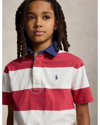 Boys' Striped Cotton Short Sleeved Rugby Shirt - Big Kid