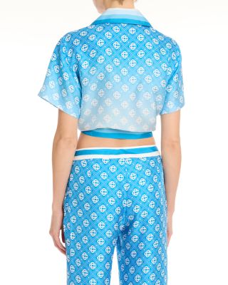 Silk Cropped Knotted Shirt