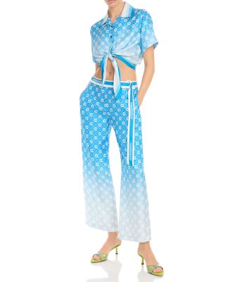 Silk Gradient Diamond Print Pants