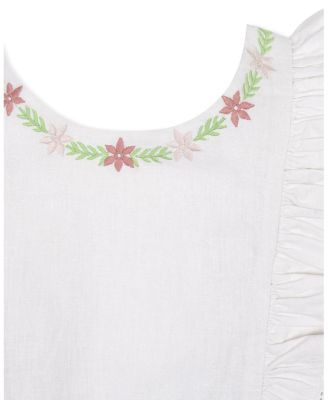 Girls' Linen Ruffle Jumper with Embroidery - Little Kid, Big Kid