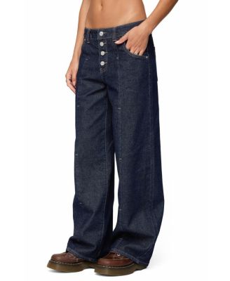  Polley Button Up Low Rise Baggy Jeans