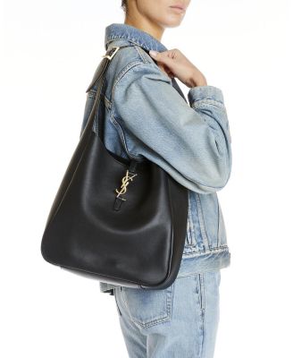 Le 5 &Agrave; 7 Supple Large Shoulder Hobo Bag in Smooth Leather