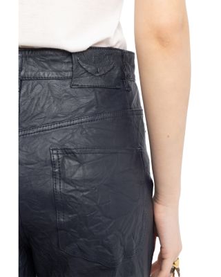 Evy Crinkled Leather Flared Pants