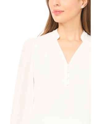 Half Placket Smocked Top