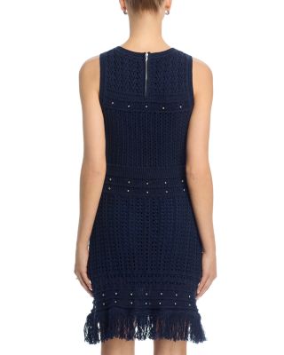 Beaded Fringe Knit Shell Dress