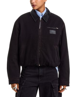 Leather Collar Bomber Jacket
