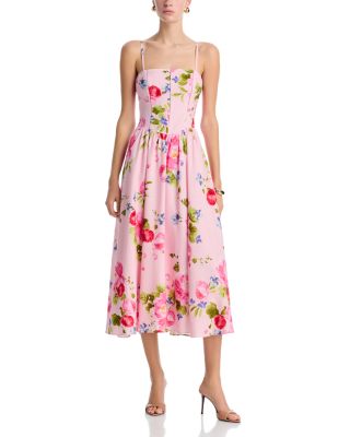 Floral Drop Waist Midi Dress - Exclusive