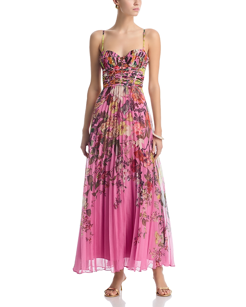 Aqua Pleated Floral Guest of Dress - Exclusive