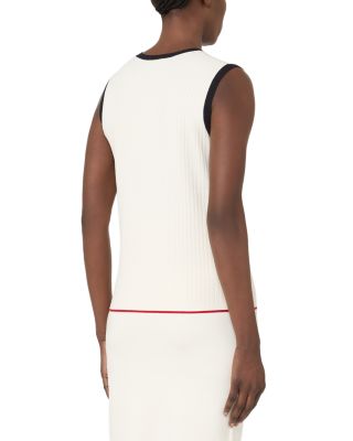 Mstumile White Blue Ribbed Tank Top