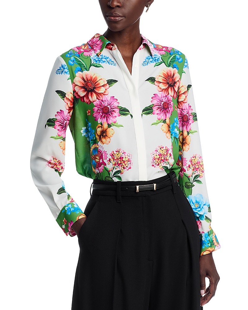 T Tahari Button Down Printed Blouse
