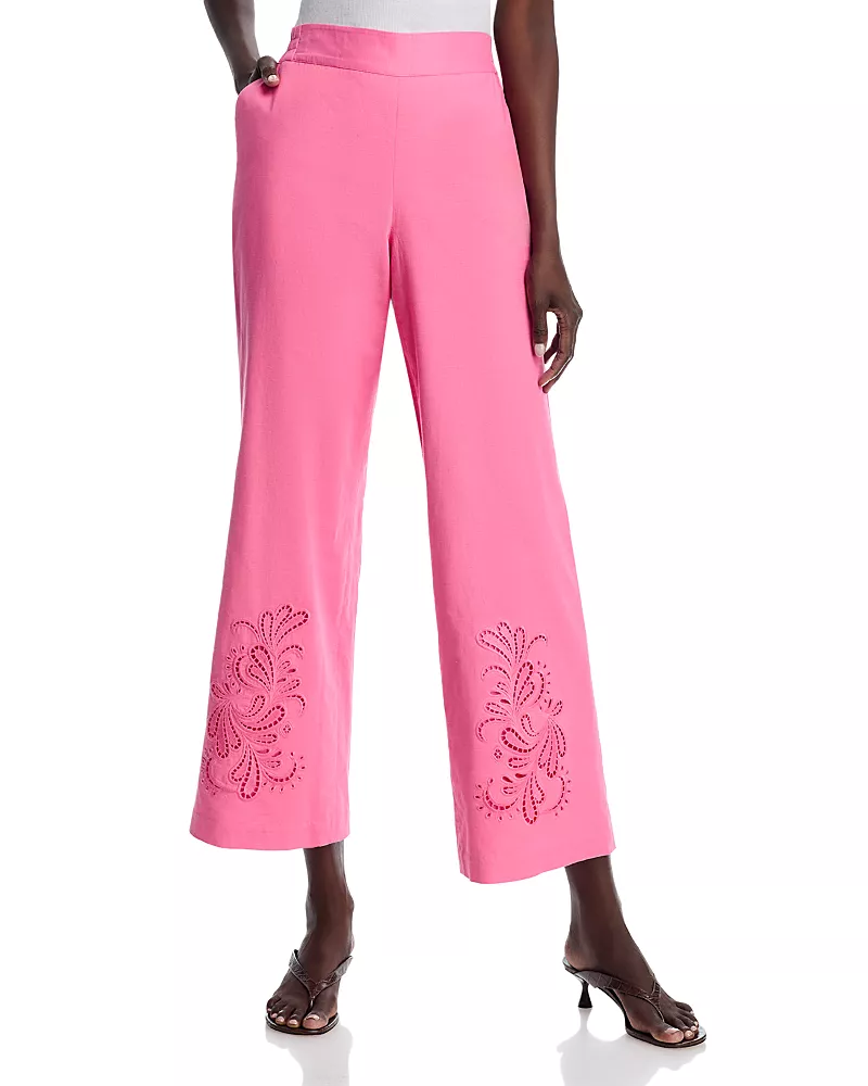 T Tahari Embroidery Detail Pull On Pants