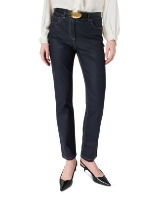Aya High Rise Straight Jeans in Navy