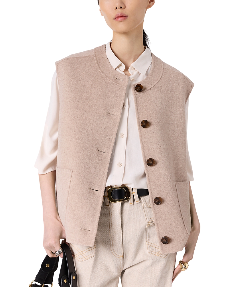 Gerard Darel Talmine Wool Buttoned Vest In Neutral