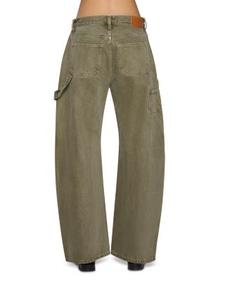 Enzo High Rise Double Knee Carpenter Jeans in Faded Army