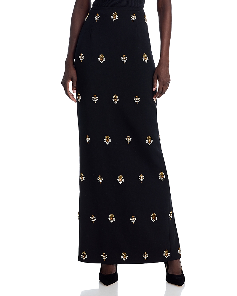 Sergio Hudson Embroidered Embellished Wool Skirt