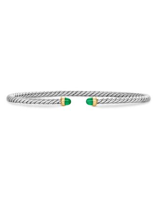 Micro Cable Flex&reg; Bracelet in Sterling Silver with 14K Yellow Gold and Gemstones, 2.6mm