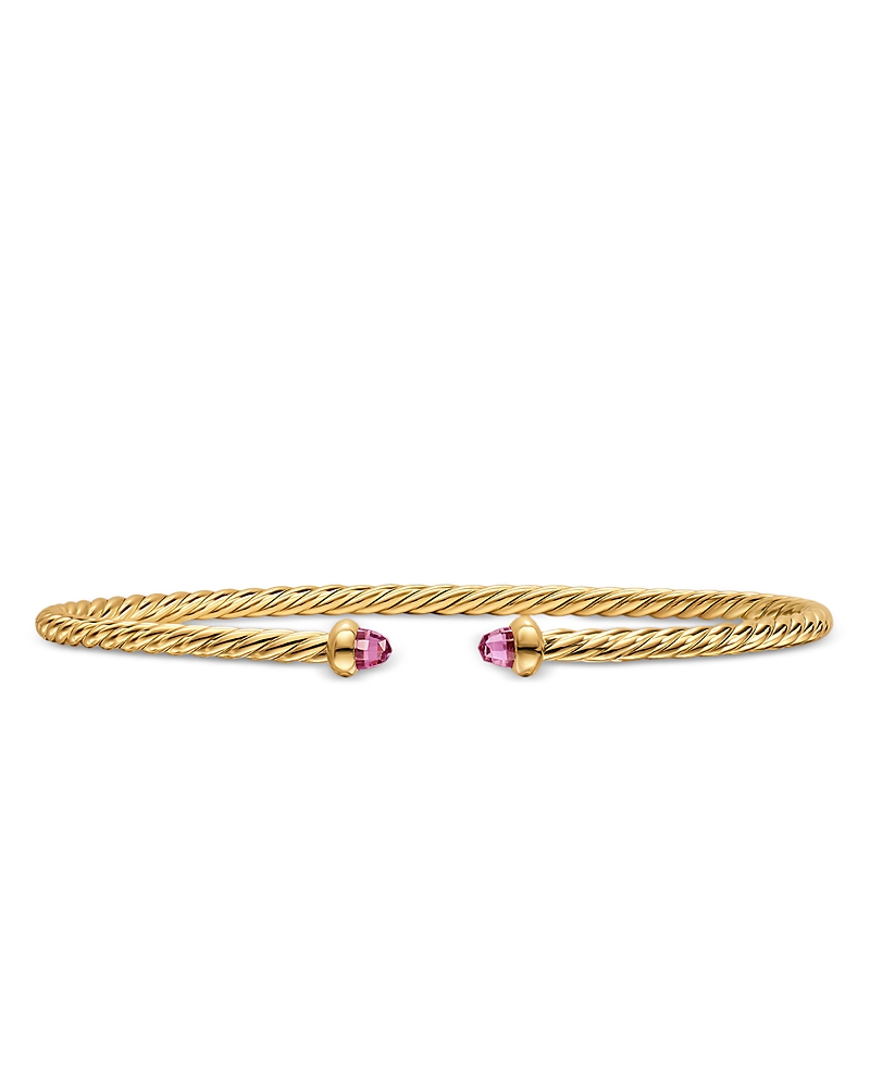 Micro Cablespira Flex Bracelet in 18K Yellow Gold with Pink Tourmaline, 2.6mm