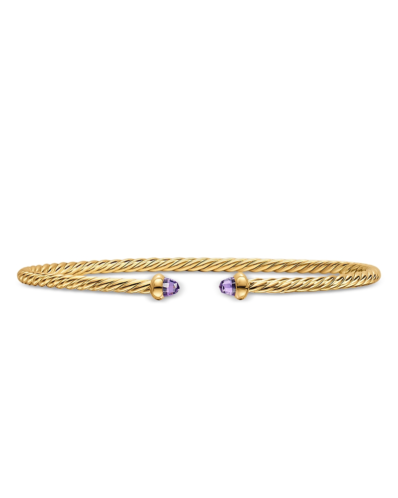 Micro Cablespira Flex Bracelet in 18K Yellow Gold with Amethyst, 2.6mm