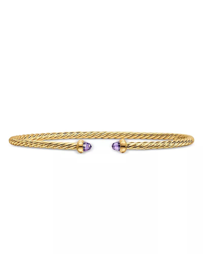 Micro Cablespira Flex Bracelet in 18K Yellow Gold with Amethyst, 2.6mm