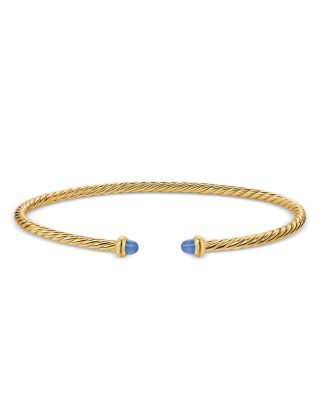 Micro Cablespira&reg; Flex Bracelet in 18K Yellow Gold with Blue Sapphires, 2.6mm