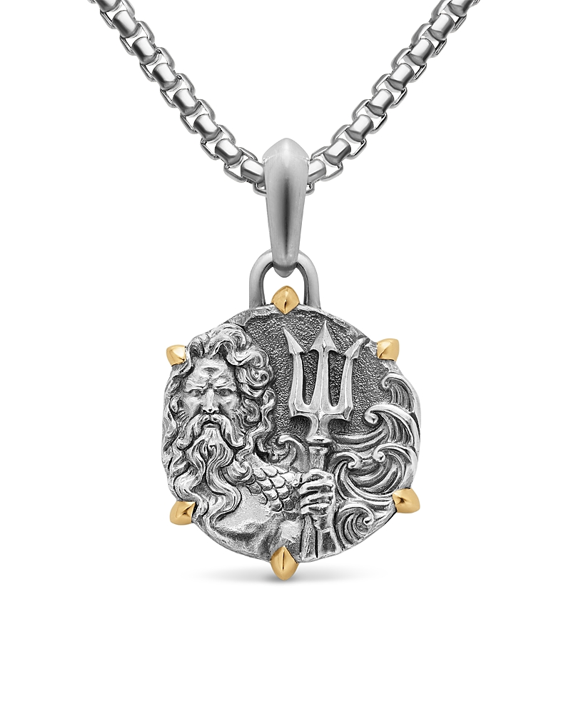 David Yurman Men's Poseidon Amulet in Sterling Silver with 18K Yellow Gold, 26.4mm · OS