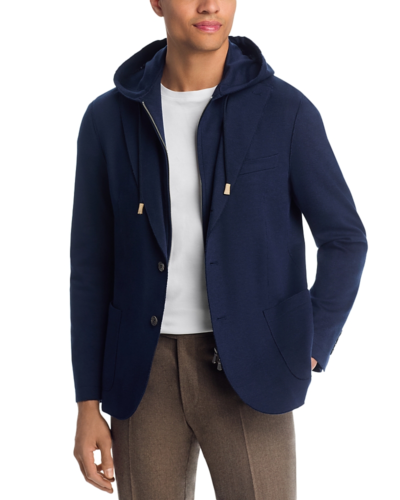 Eleventy Cotton Jersey Jacket & Removable Hood