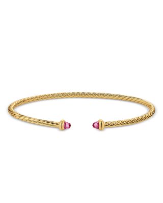 Micro Cablespira&reg; Flex Bracelet in 18K Yellow Gold with Pink Tourmaline, 2.6mm 