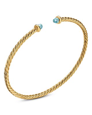 Micro Cablespira&reg; Flex Bracelet in 18K Yellow Gold with Aquamarine, 2.6mm