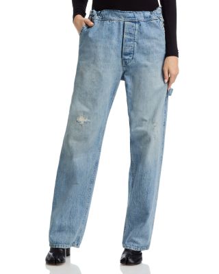 Cotton Straight Leg Jeans in Blue 
