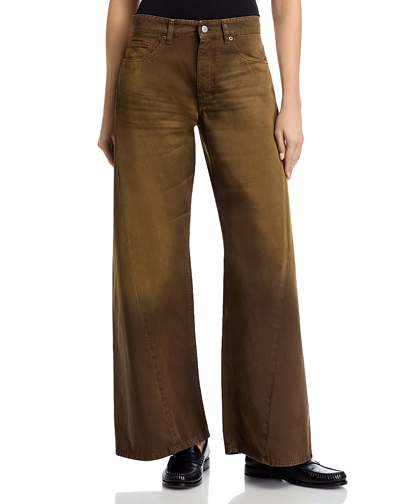 MM6 Maison Margiela Cotton Wide Leg Jeans in Brown