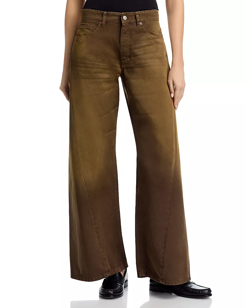 MM6 Maison Margiela Cotton Wide Leg Jeans in Brown