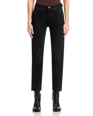 Cotton Straight Leg Jeans in Black 