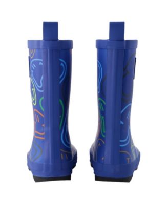 Boys' Waterproof Smiley Rain Boots in Natural Rubber - Toddler, Little Kid, Big Kid