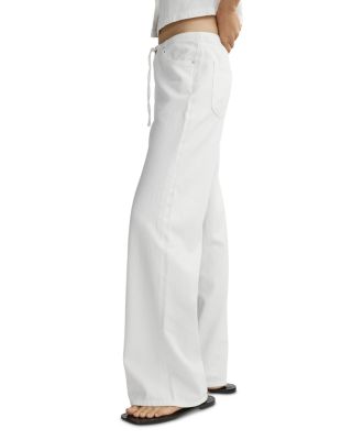 Sienna Low Rise Tie Waist Wide Leg Jeans in White Aura