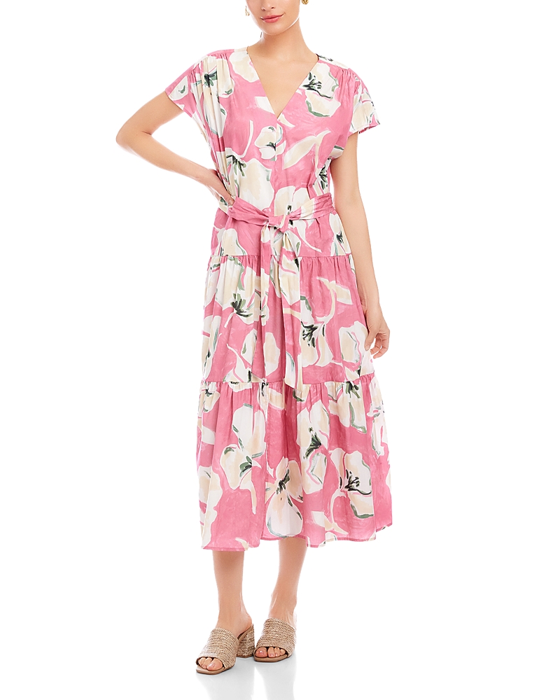 Fifteen Twenty Kristine Tiered Front Slit Midi Dress