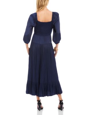 Blouson Sleeve Smocked Midi Dress	 