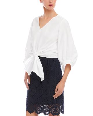 Blouson Sleeve Tie Front Top