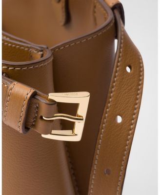 Buckle Small Leather Handbag with Double Belt