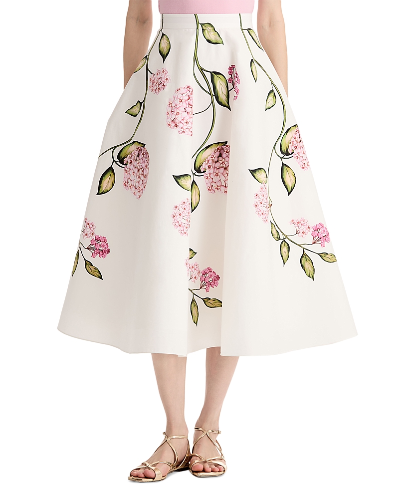 Oscar de la Renta Porcelain Flowers Poplin Skirt