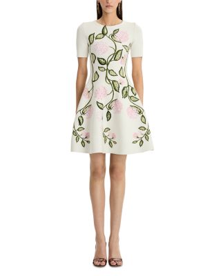 Porcelain Flower Jacquard Knit Dress