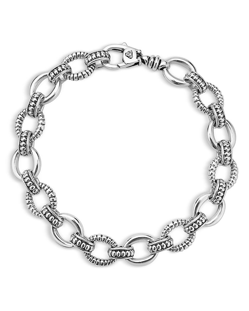 Lagos Sterling Silver Signature Caviar Oval Fluted Small Link Bracelet