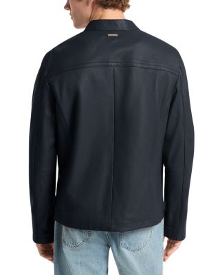 Grained Double Zip Pocket Leather Jacket