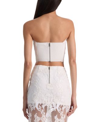 Ceresi Embellished Lace Strapless Crop Top