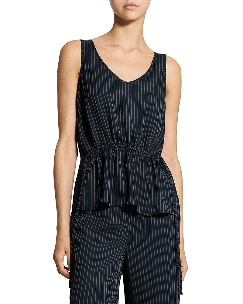 Theory Striped Washed Tie Easy Tank Top