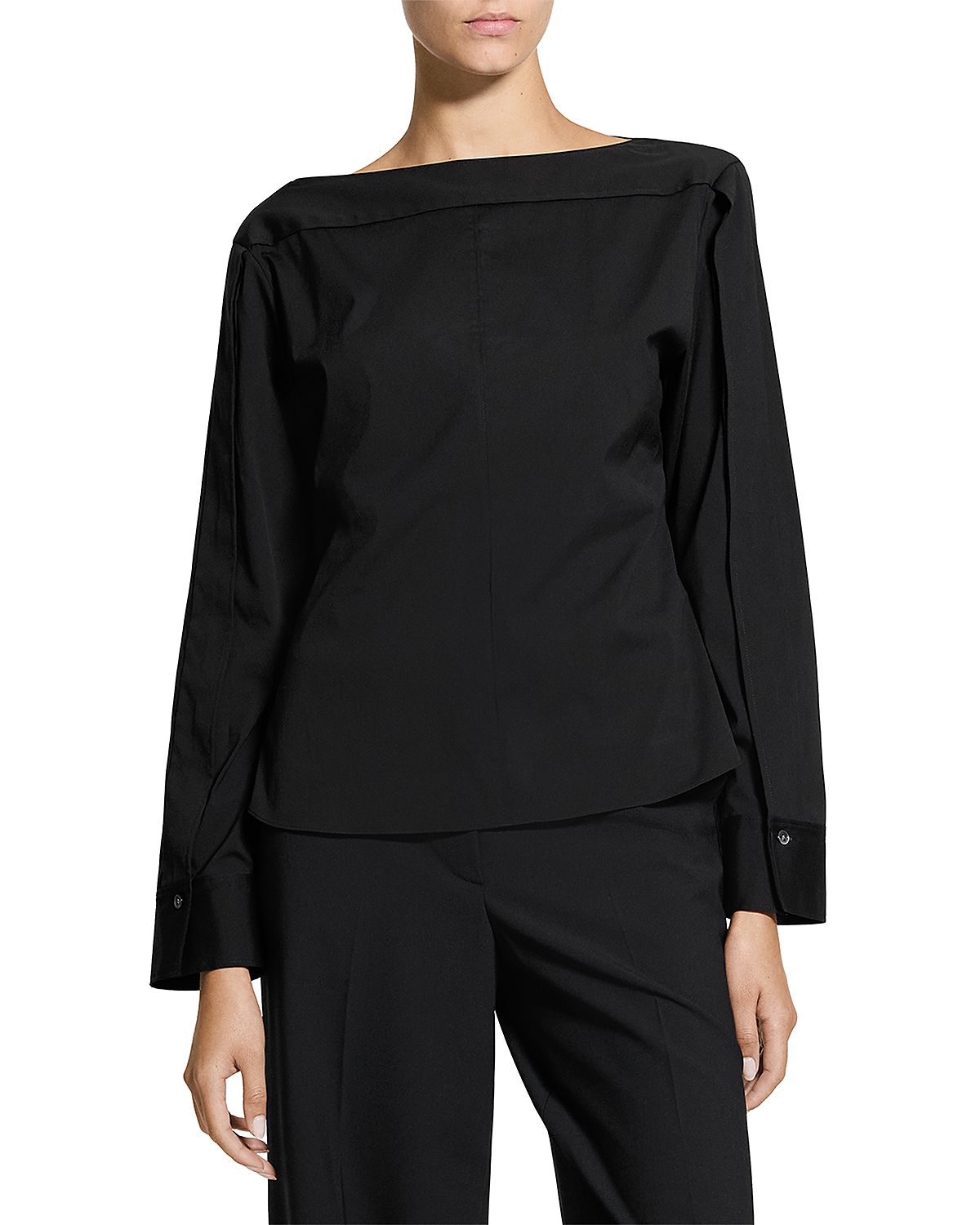 Theory Open Sleeved Boat Neck Top