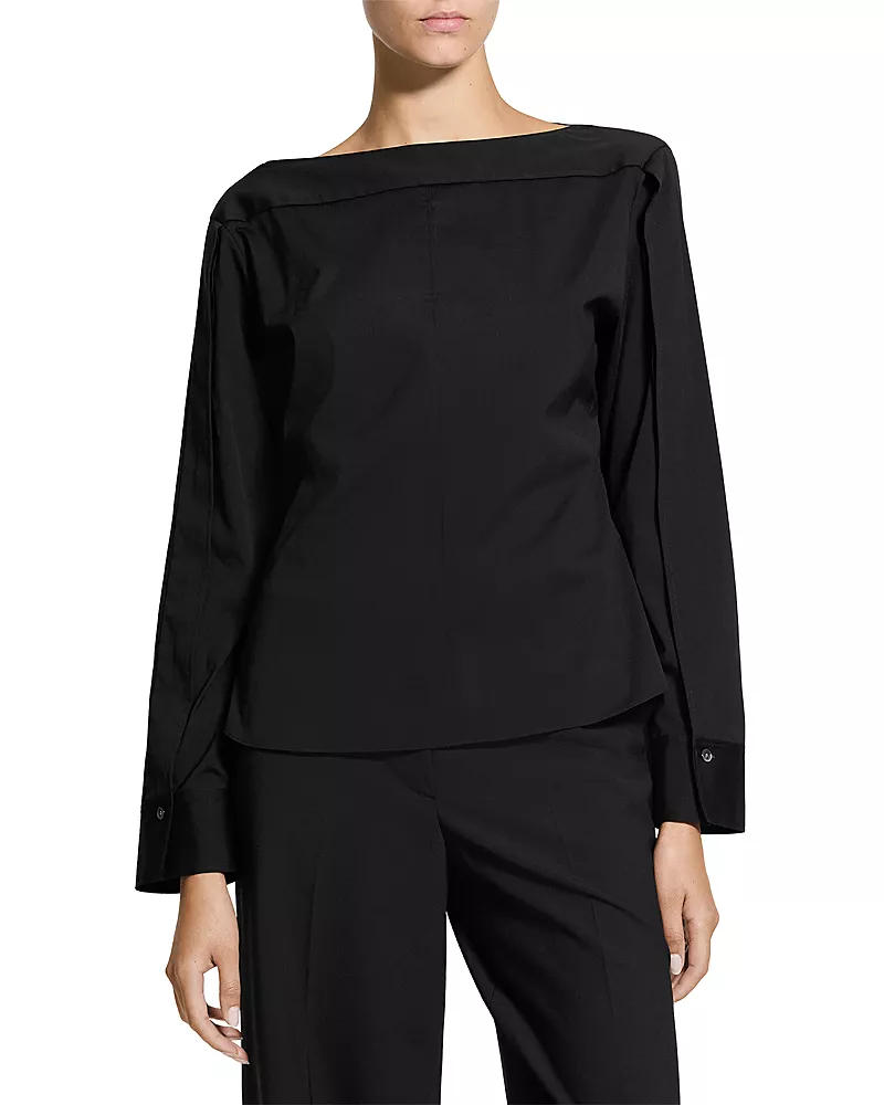 Theory Open Sleeved Boat Neck Top