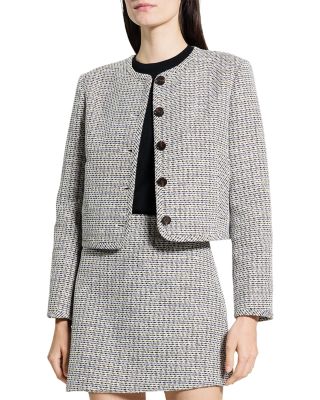 Crewneck Pocket Jacket in Striped Tweed