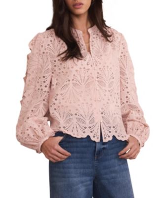  Women's Cotton Broderie Detail Blouse